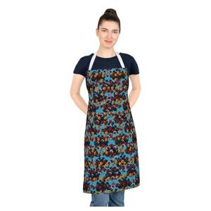 Vibrant Floral Apron with Multicolor Accents